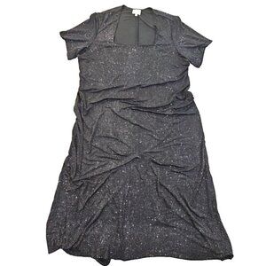 Delta Burke Collection Glitter Maxi Dress Women's Size 4X Black Cap Sleeve EUC
